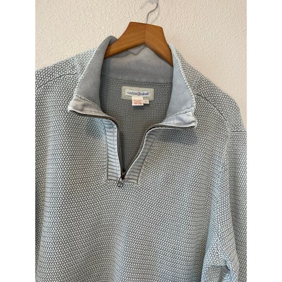 Carbon2Colbalt Light Green Waffle Knit Half Zip Pullover Henley Mens Sweater Lg - Picture 4 of 10